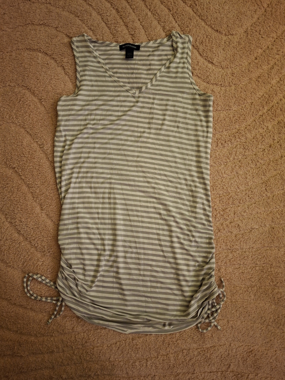 PARKER & QUINN Grey Stripe Sleeveless V-Neck Mini Dress